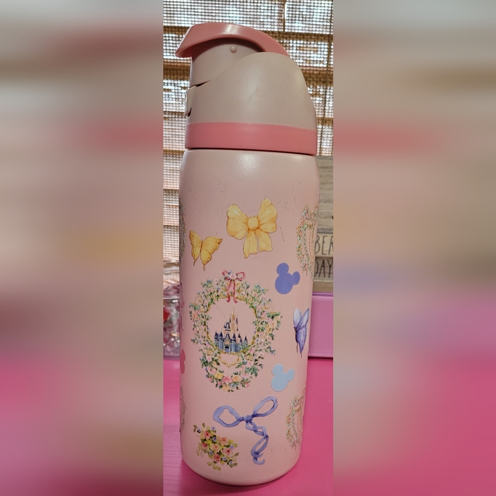 Pink Disney Castle Bows Theme Stainless 32oz Water Bottle